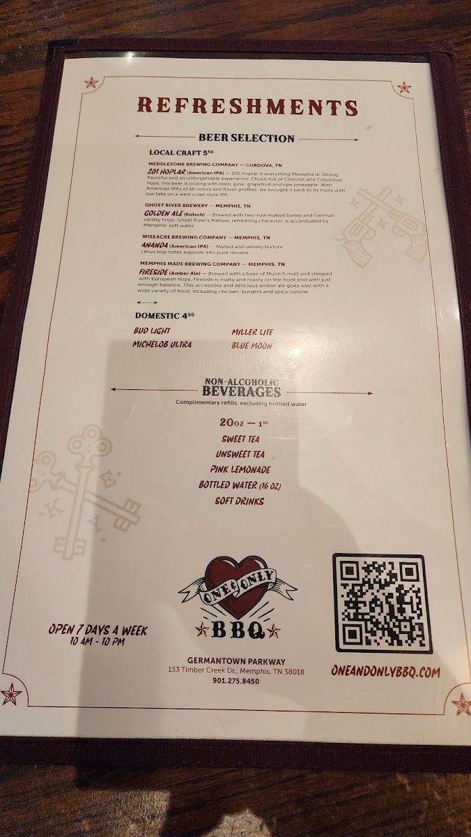 One & Only BBQ Menu - Image 1